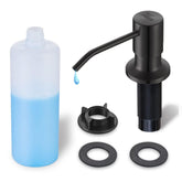 Fossa Soap Dispenser for Kitchen Sink Stainless Steel Built in Sink Soap Dispenser with Refillable Bottle 300ml Capacity Black - Fossa Home